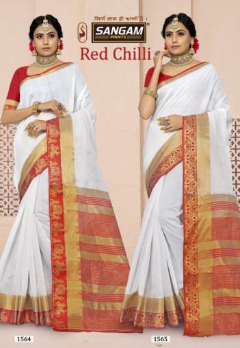 Red Chilli By Sangam Prints Cotton Festive Wear Saree Collection